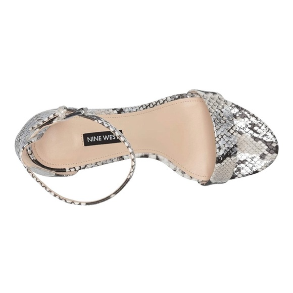 Nine West Pruce 3 Ankle Strap Block Heel Sandals Snake Print - Picture 2 of 7